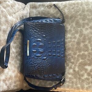Elegant Blue Croc-Embossed Handbag
